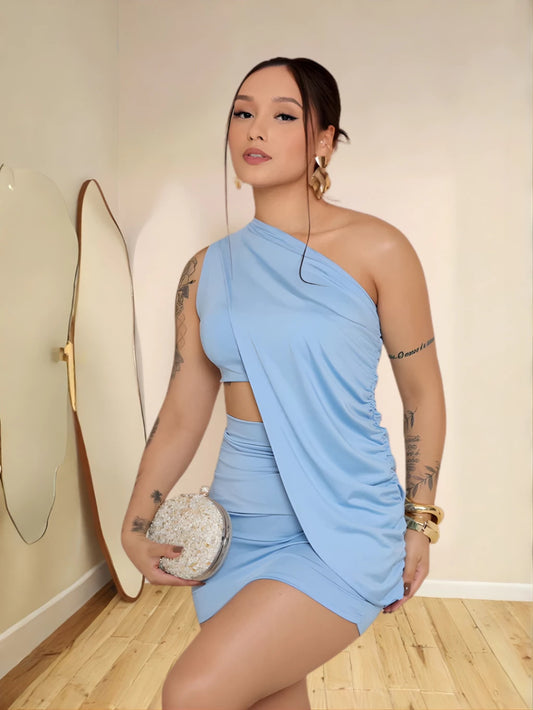 Conjunto Feminino 3 Peças Bata Mula Manca Suplex Cintura Alta Elegante