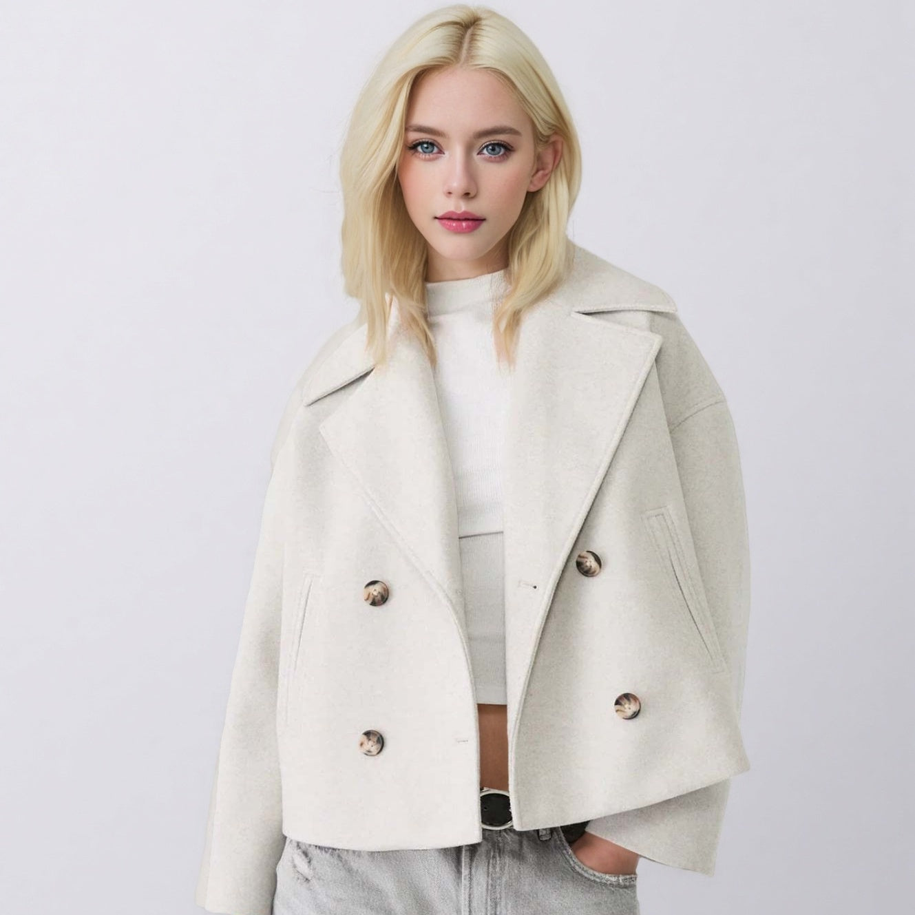 Casaco Feminino de Manga Longa (Sobretudo)