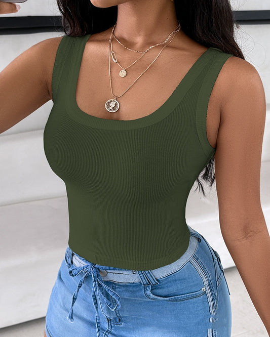 Blusinha Feminino em Tecido Canelado de Cor Lisa